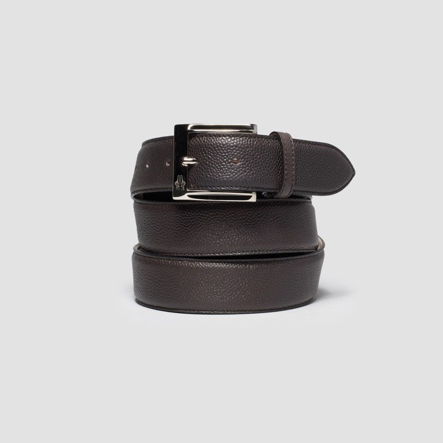 Di Bianco | Men'S Belt Pebble Grain Nero Fondente