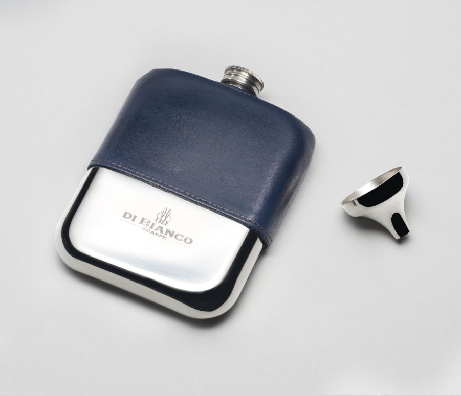 Di Bianco | Leather Pewter Flask Midnight